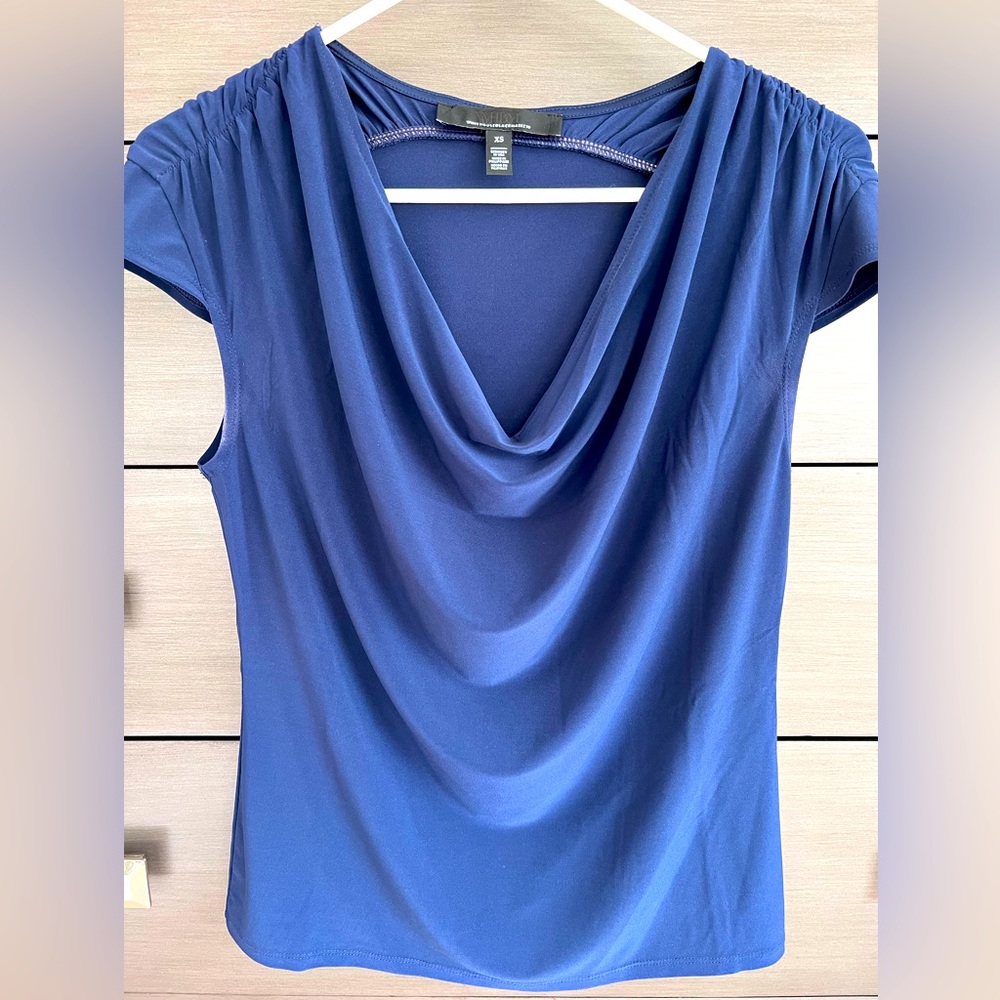 WHBM Drape Neck Top - Royal Blue -Size XS